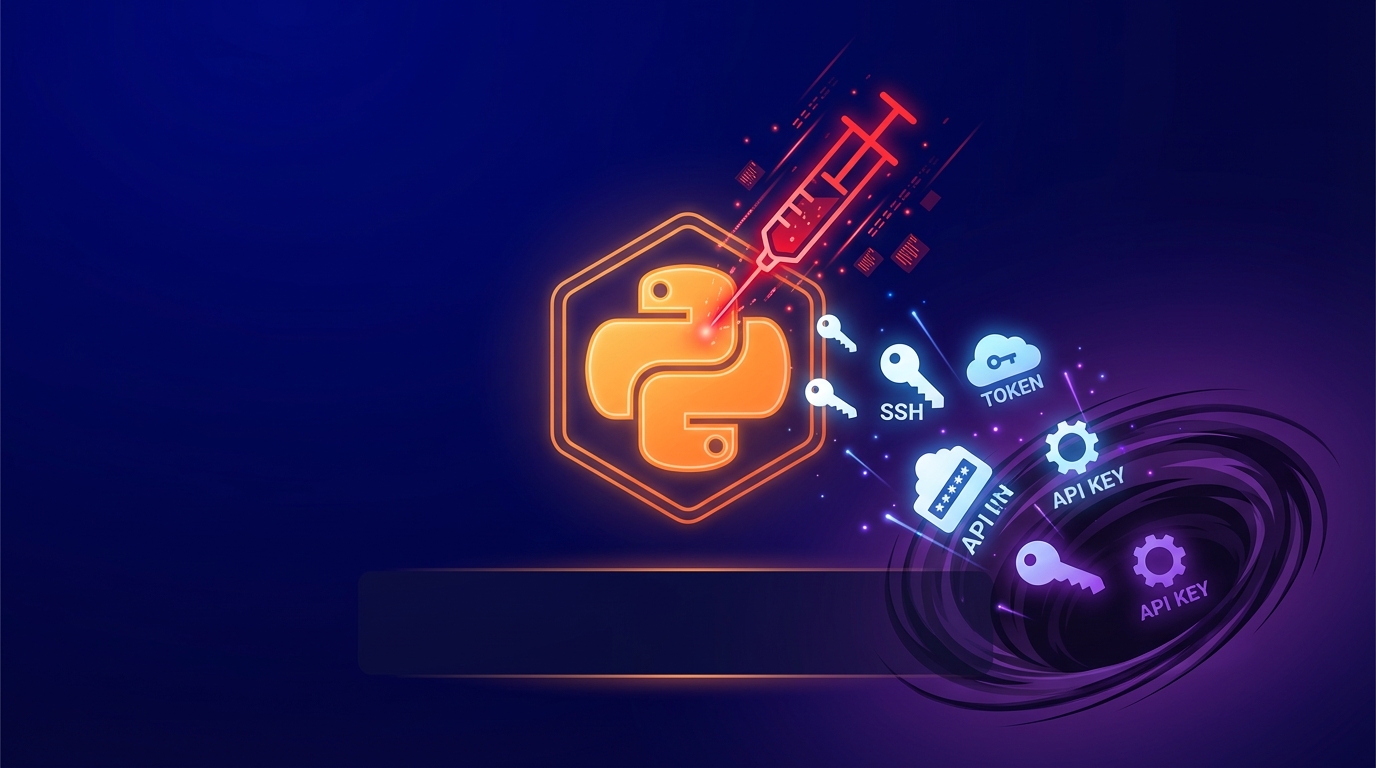 Python package supply chain attack — malicious .pth file injecting credential stealer into PyPI package